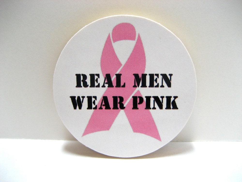 Pink Ribbon Breast Cancer Real Men Wear Pink Wood Magnet 4978