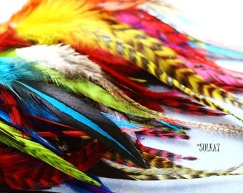 Colorful Craft Feathers Wholesale Bulk Rooster Chicken Feathers Mixed Lot Bird Feathers in Bulk Colourful Feathers Jewelry Making QTY50