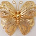 Vintage jewelry brooch in gold tone signed Monet huge butterfly brooch gift idea 1960s
