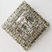 Vintage jewelry brooch in clear rhinestone brooch hand set in high polish silver tone 60s Sale half off