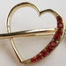 Vintage jewelry brooch in red rhinestone heart brooch with arrow 70s