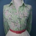 Vintage 50s 60s Atomic Floral Long Sleeve Button Down Blouse