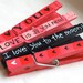 I LOVE YOU hand painted magnetic clothespin set