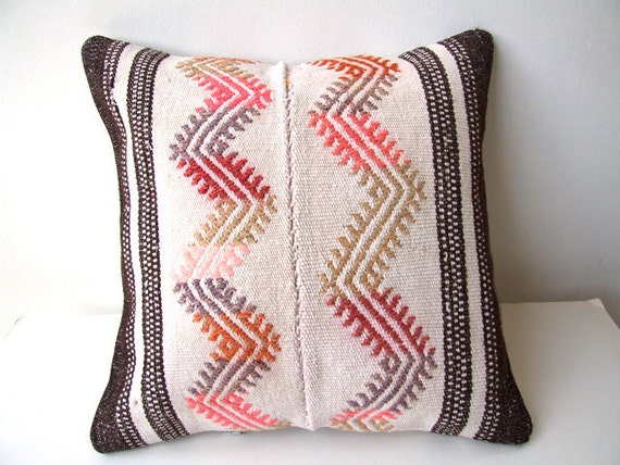 Anatolian Turkish Rug Pillow Cover kilim by mothersatelier