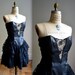 Reserved for Coral 80s Black Leather Dress, Size S/M // Leather and Lace Ruffle 80s Dress