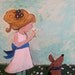 Whimsical Original Painting 12 x 9 Golden Girl by Andrea Doss