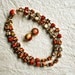 Vintage Black and Red Inked Mod Necklace and Earring Set 1960s