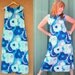 SALE 1960s Blue Floral Maxi Dress MEDIUM LARGE