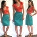 Teal Leather Skirt - Vintage 1980s - size small
