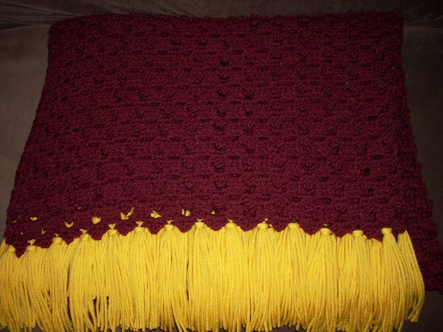 Burgundy and Gold Afghan