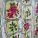 1950s Barkcloth Rose Pattern Curtains