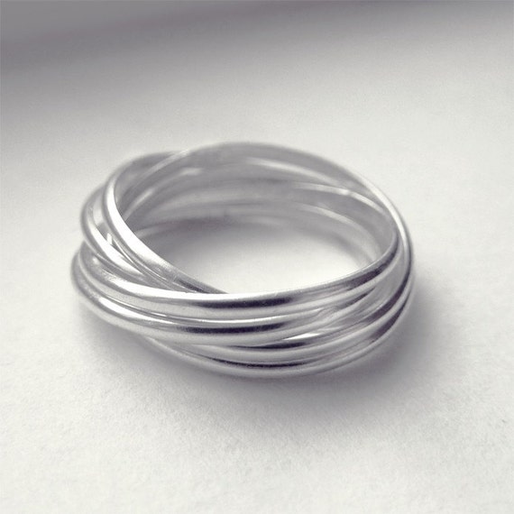 Ocean Waves 6 band sterling silver rolling ring