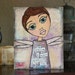 Original Art Painting: 8x10 Healing Girl Original Mixed Media Art, Folk Art Painting, Whimsical Art, Whimsical Girl, OOAK, purple
