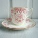 Gorgeous Vintage Pink Scroll Teacup and Saucer