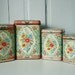 Vintage Turquoise and Pink Floral Canister Set made in Holland