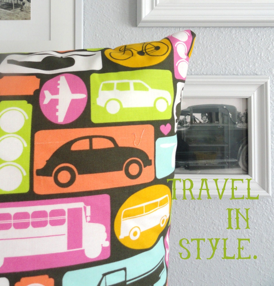 Decorative Pillow in Travel with Modern Design 18 x 18