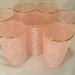 Mid-century glassware set of 7 vintage pink speckled confetti glasses 1950s