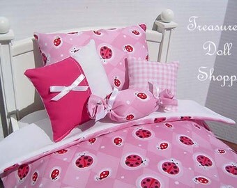 Doll Bedding 5 Pc Set for 18 Inch Dolls - Ladybug Ladybug