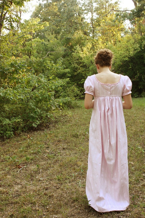 Soft Pink Regency Dress Reenactment Costume and by garlandofgrace