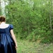 Navy Blue, Crossed Neckline Regency Dress, Formal Ball Gown, and Reenactment Costume
