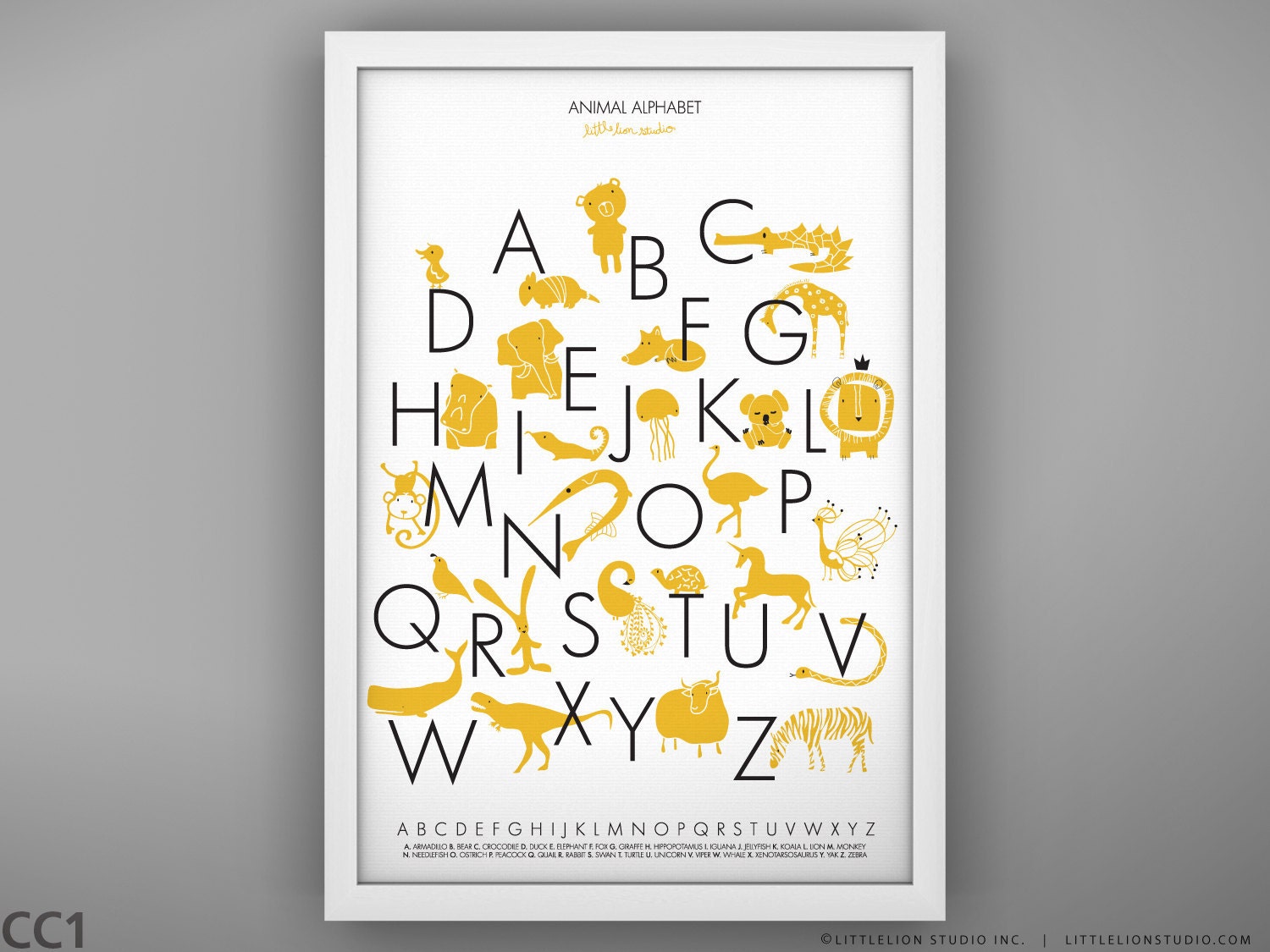 Animal Alphabet Poster Unframed 13 x 19