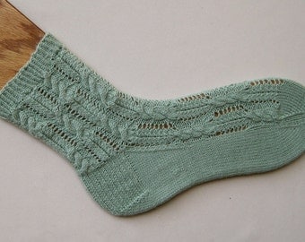 Knit Sock Pattern: Feathered Cable Socks Knitting Pattern