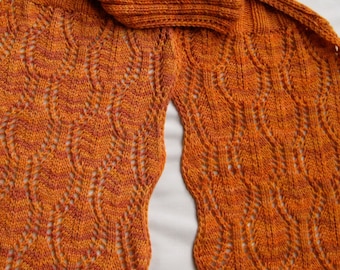 Knit Scarf Pattern: Bordered Leaf Lace Knitted Scarf Pattern