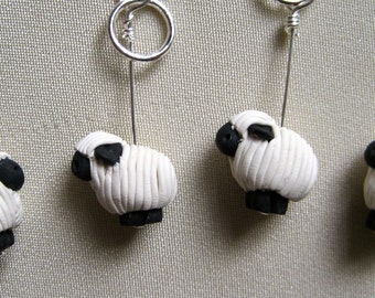 Single Herd of 4 Sheep Knitting Stitch Markers: Flock of 4 Pre-Shorn Sheep Stitch Markers for Knittng
