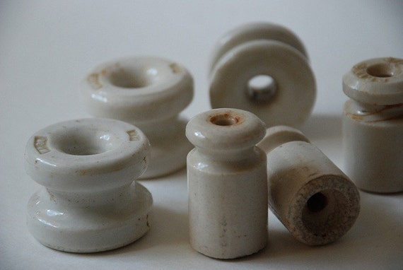 SALE White ceramic insulators by hulahoopvintage on Etsy