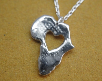 Sterling silver Africa necklace Heart ethiopia pendant