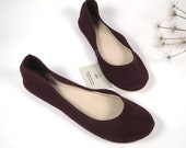 Burgundy Red Wine Soft Leather Handmade Ballet Flats