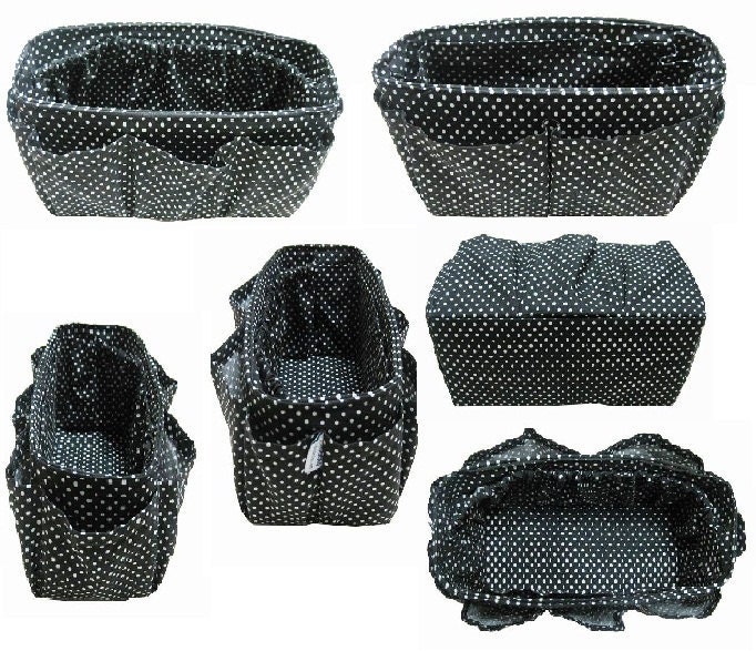 Purse ORGANIZER Insert / Bag Organizer / Black Polka Dots