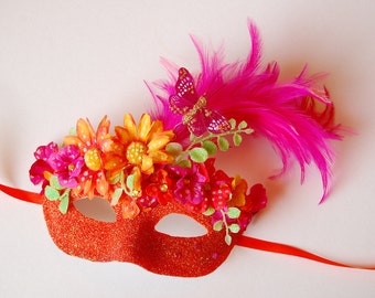 MASK- Mariposa Posy - masquerade mask, Mardi Gras, ballroom, fairy, Venetian, Halloween