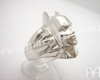 White Gold Batman Ring - Bague de Homme Chauve-Souris en Or Blanc