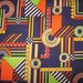 Awesome vintage retro mod upholstery navy lime orange atomic psychedelic fabric material