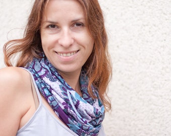Infinity Scarf Versatile Cowl Loop Multicolor Aqua Blue Turquoise Purple winter scarf christmas gift