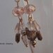 14K Rose Gold Dangle Earrings with Crystals Light Peach, Gold and Taupe