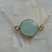 Faceted Blue Chalcedony Vermeil Bezel Coin Connector Gold Chain Necklace