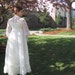 RESERVED // Vintage 1970s Light Cream Prairie Wedding Dress / Long Sleeved Regency Style Gown