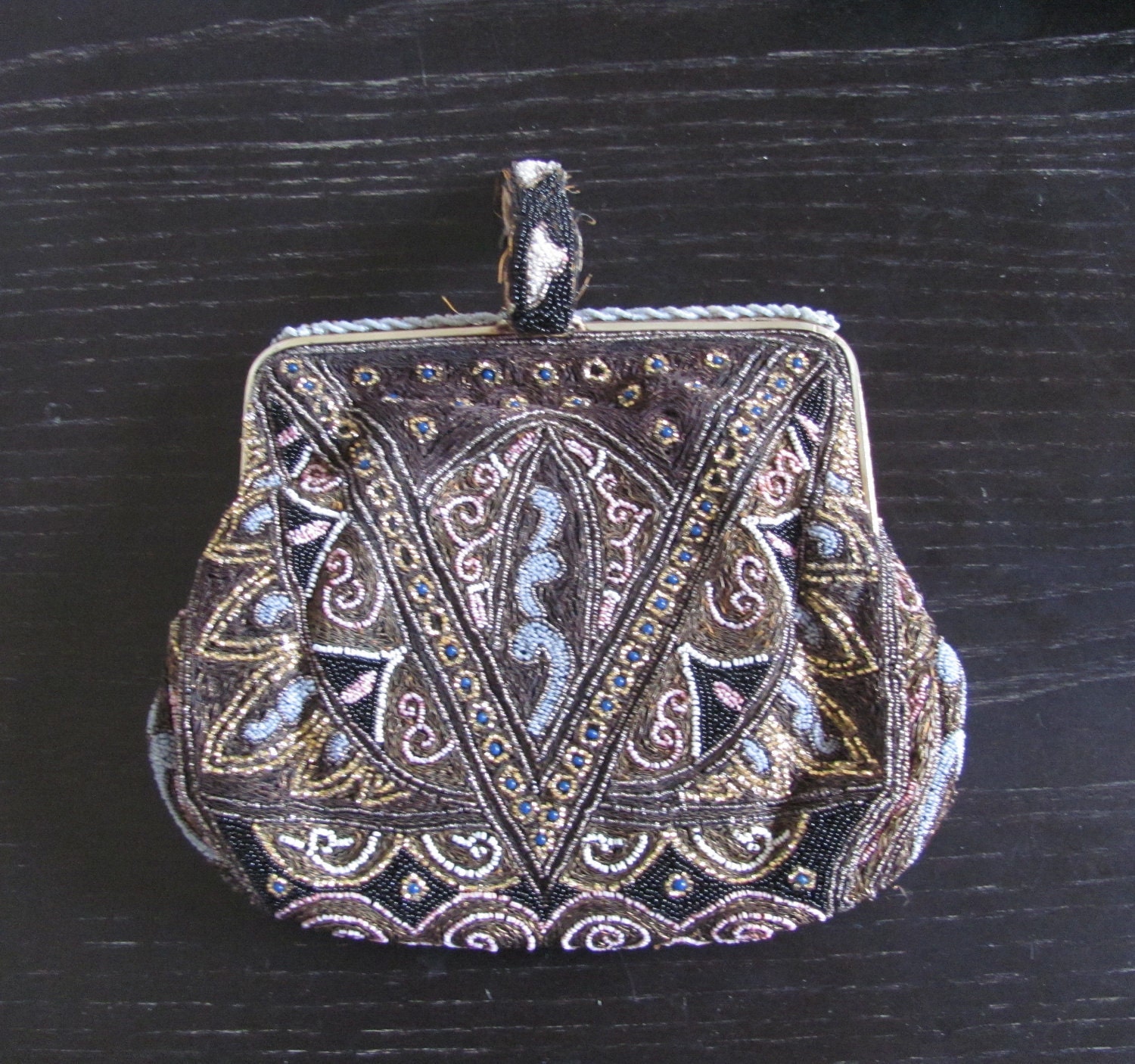 Art Deco Beaded Clutch Purse / Micro Beading and Embroidery