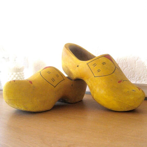 Vintage Yellow Wooden Clogs Authentic