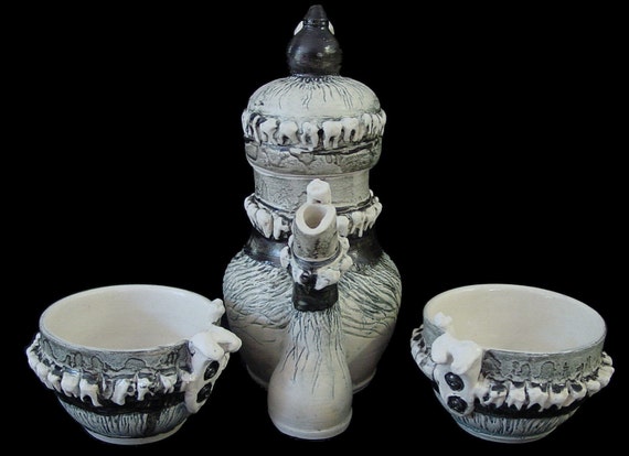 Teeth Pot and 2 Teeth Cups