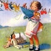 Vintage illustration Laundry Day little girl digital file