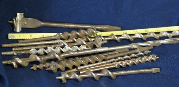12 Vintage Drill bits for old fashioned hand drills and braces