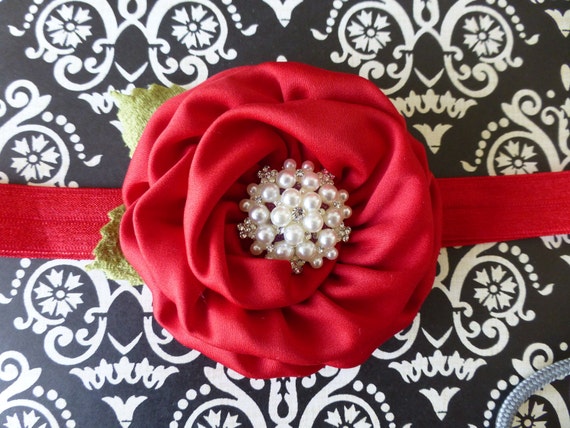 Red Baby Headband,Christmas Headband, Valentines Headband,Newborn Headband,Baby Headbands, Baby Girl Headband, Hair Bows. by ThinkPinkBows