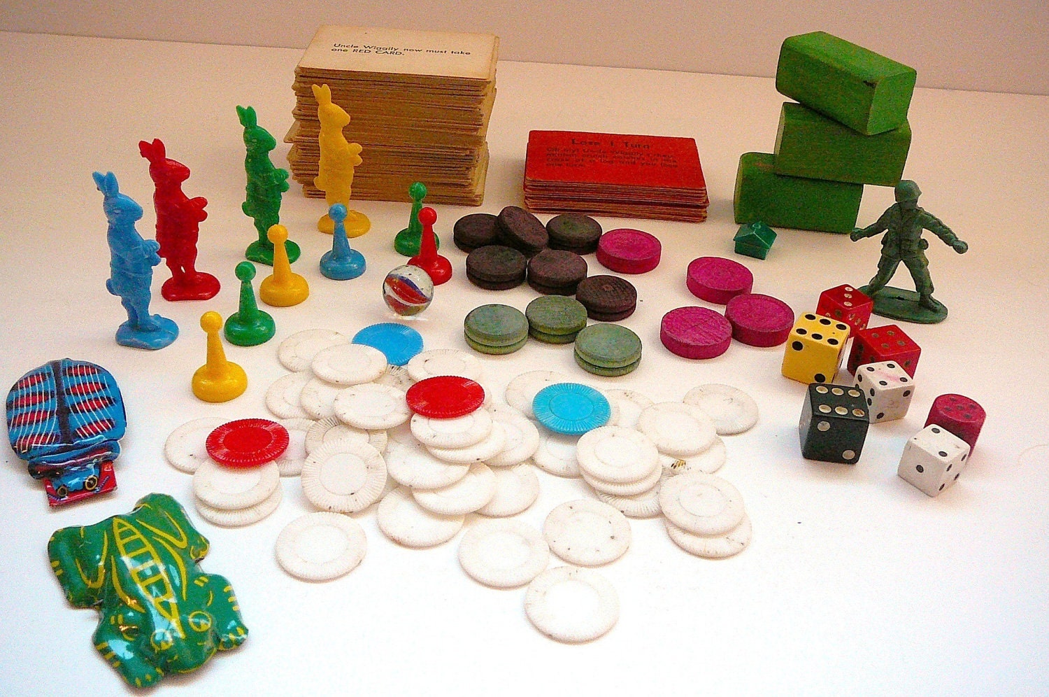 Vintage GAME PIECES Board Game Tokens Dice