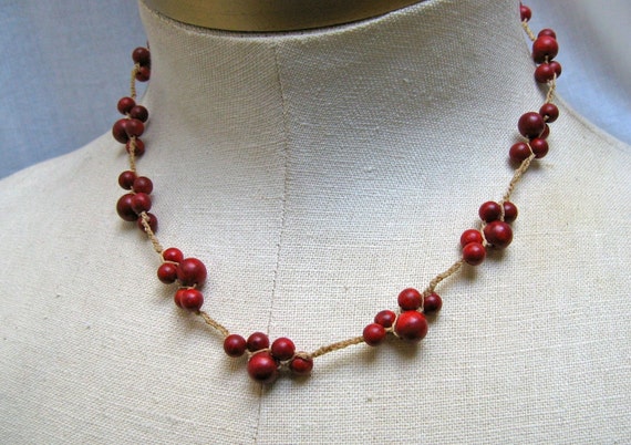 Items Similar To Woven Necklace Of Cheery Cherry Beads On Etsy