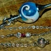 RARE Blue Chakra Aura Shell Swirl Pendulum Pendant with Garnet & Quartz - Calm Loyalty Trust Knowledge Healing Inspiration
