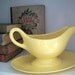 Franciscan Pottery Gravy Boat Retro Sunflower Yellow with Tray