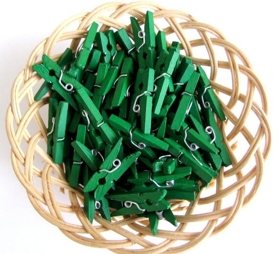 Items similar to 120 pcs Mini Clothespin Dark Green on Etsy